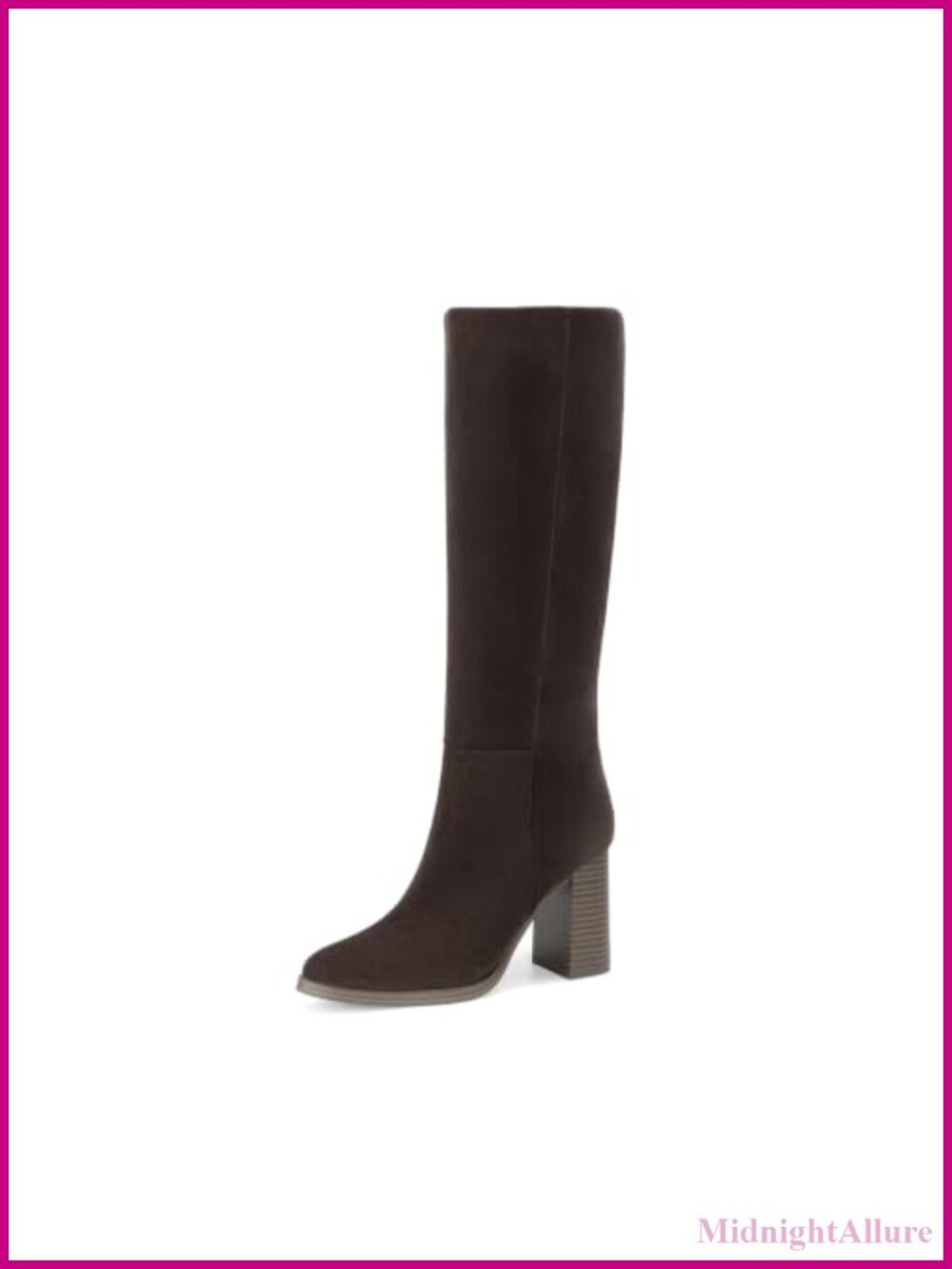 Knee High Heel Boots Women's Fall Tall Block Heel Side Zip